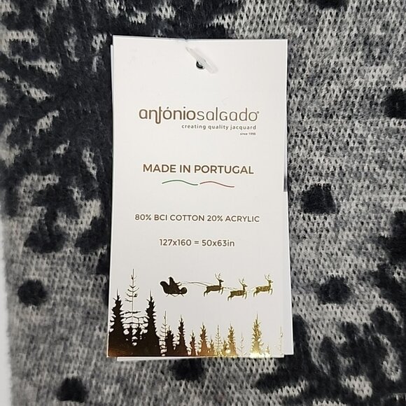 Antonio Salgado  Throw Blanket Grey Black Knit Cotton Blend 50" X 63" Snowflakes - Picture 4 of 12